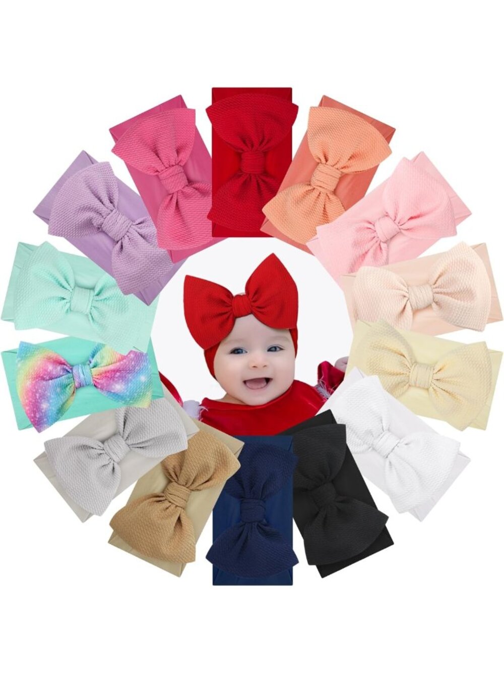 Handmade Baby Headbands - Elastic Nylon Hairbands with Bows for Newborns